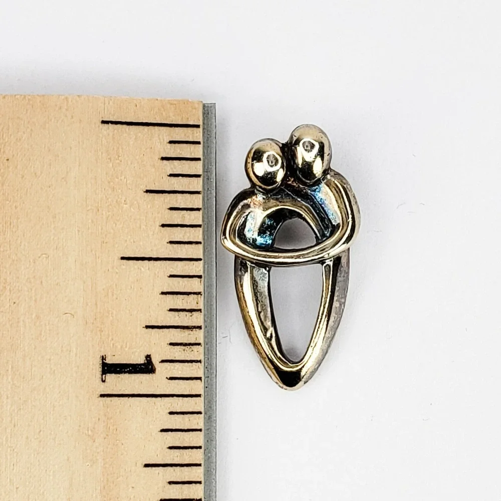 Sterling Silver 925 with Gold Vermeil Vintage Family Embrace Pendant